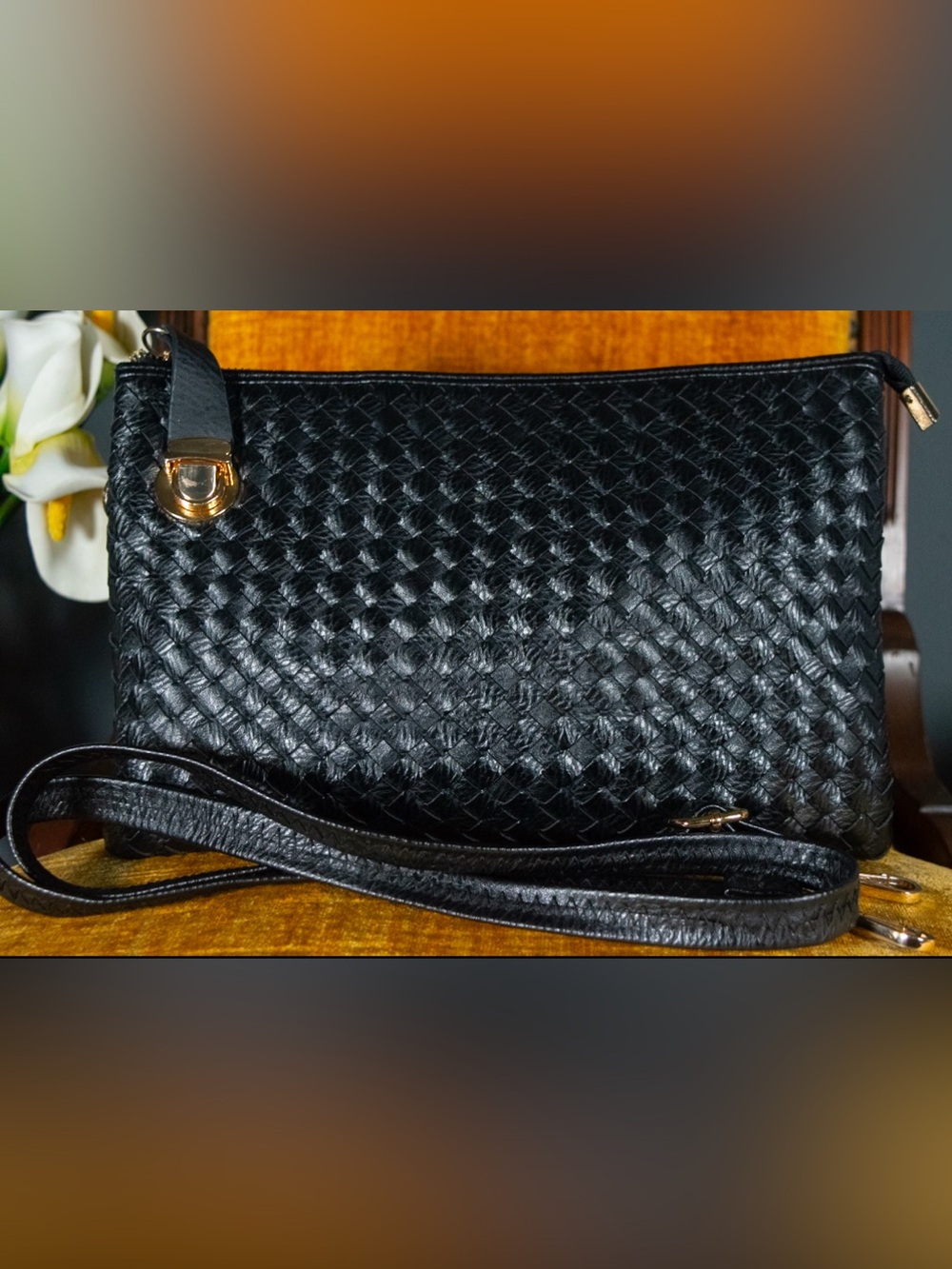Woven Vegan Leather Bag